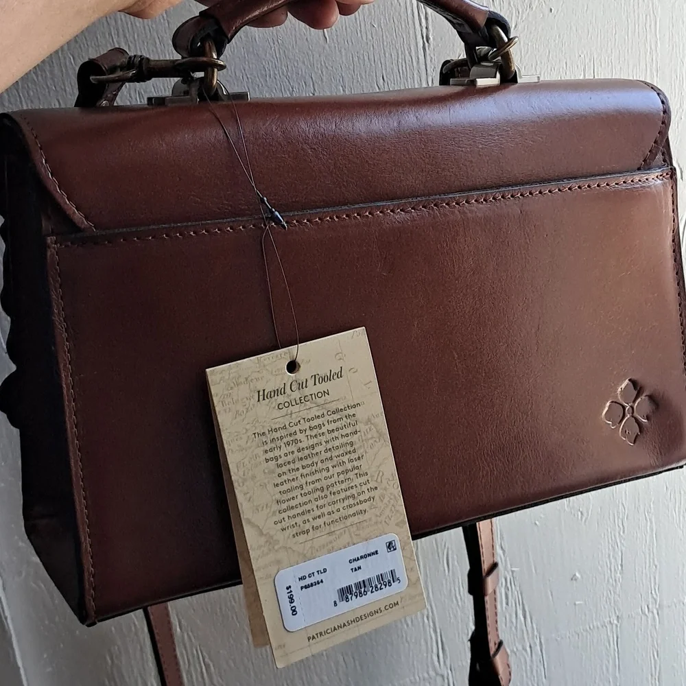 Patricia Nash messenger leather purse Charonne tan - Picture 4 of 12